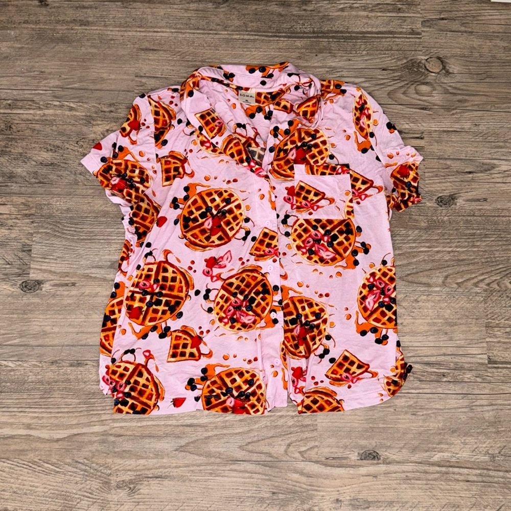 soma cool nights waffle pajama button up shirt